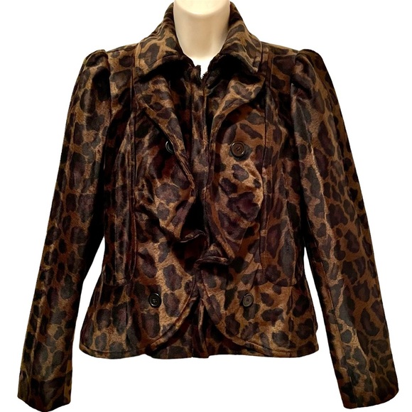 NWOT INC International Concepts Faux Fur Button Front Animal Print Jacket - Picture 1 of 7